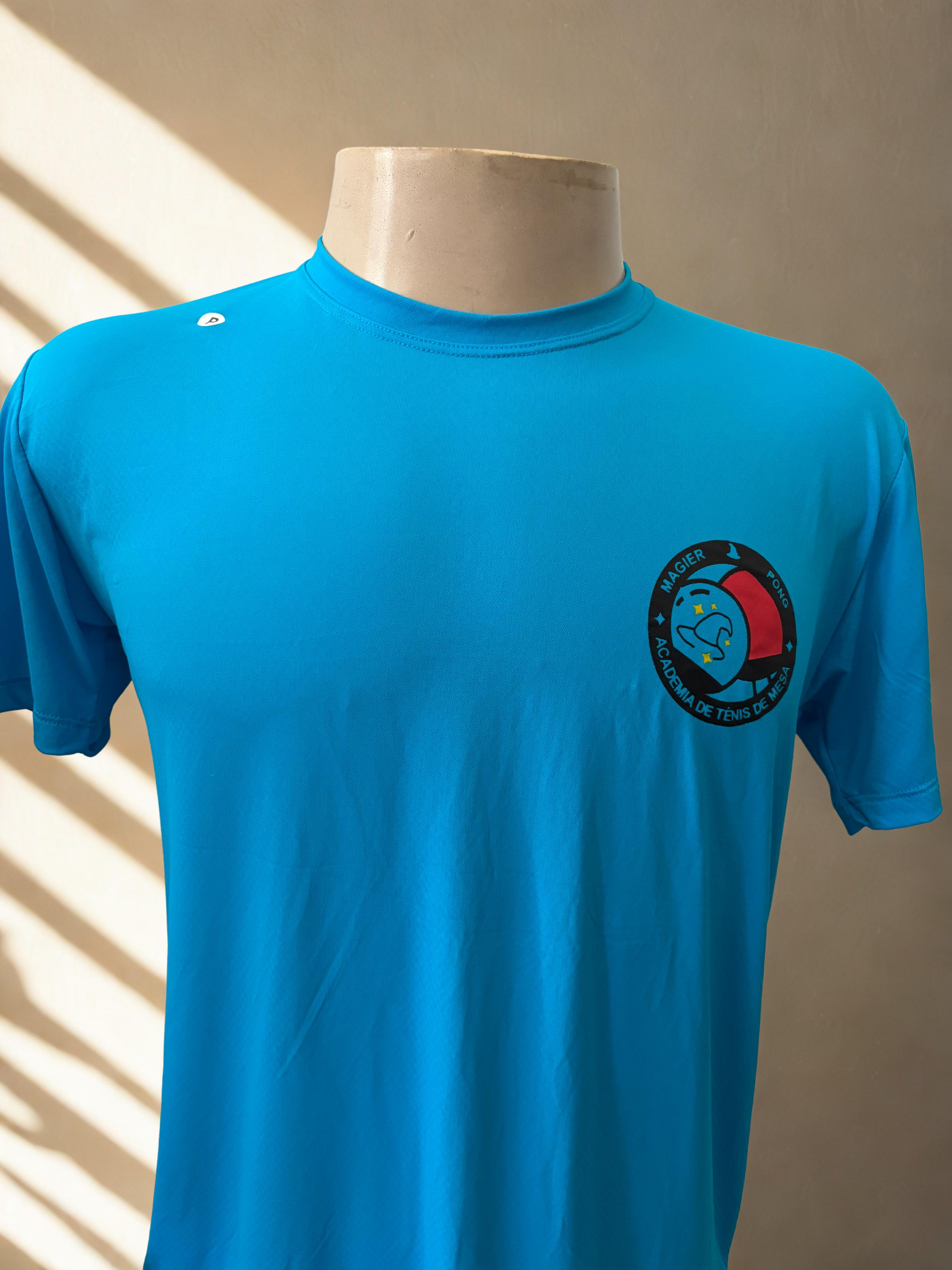 Camiseta preta personalizada 100% poliamida para o time de Tênis de Mesa